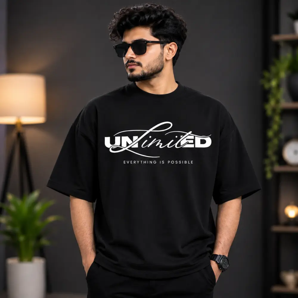 প্রিমিয়াম ড্রপ শোল্ডার টি-শার্ট - UNLIMITED