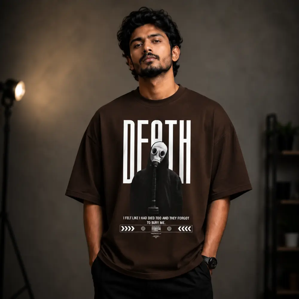 প্রিমিয়াম ড্রপ শোল্ডার টি-শার্ট - DEATH