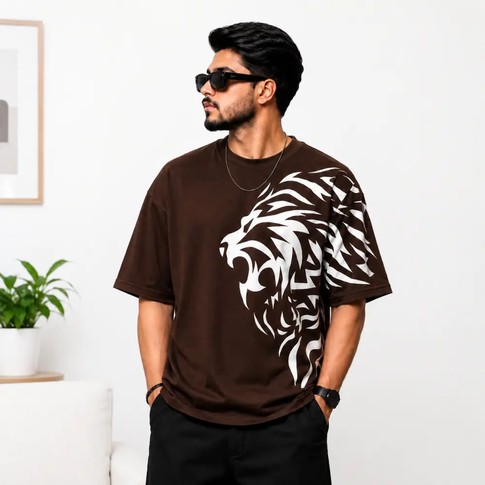 প্রিমিয়াম ড্রপ শোল্ডার টি-শার্ট- Tiger 2
