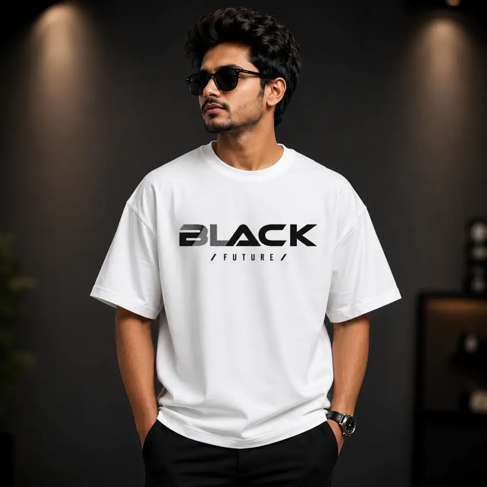 প্রিমিয়াম ড্রপ শোল্ডার টি-শার্ট - BLACK